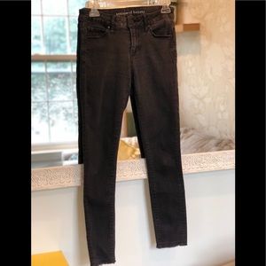 Articles of Society Washed Black Vintage Frayed Hem Skinny Denim Jeans Stretch